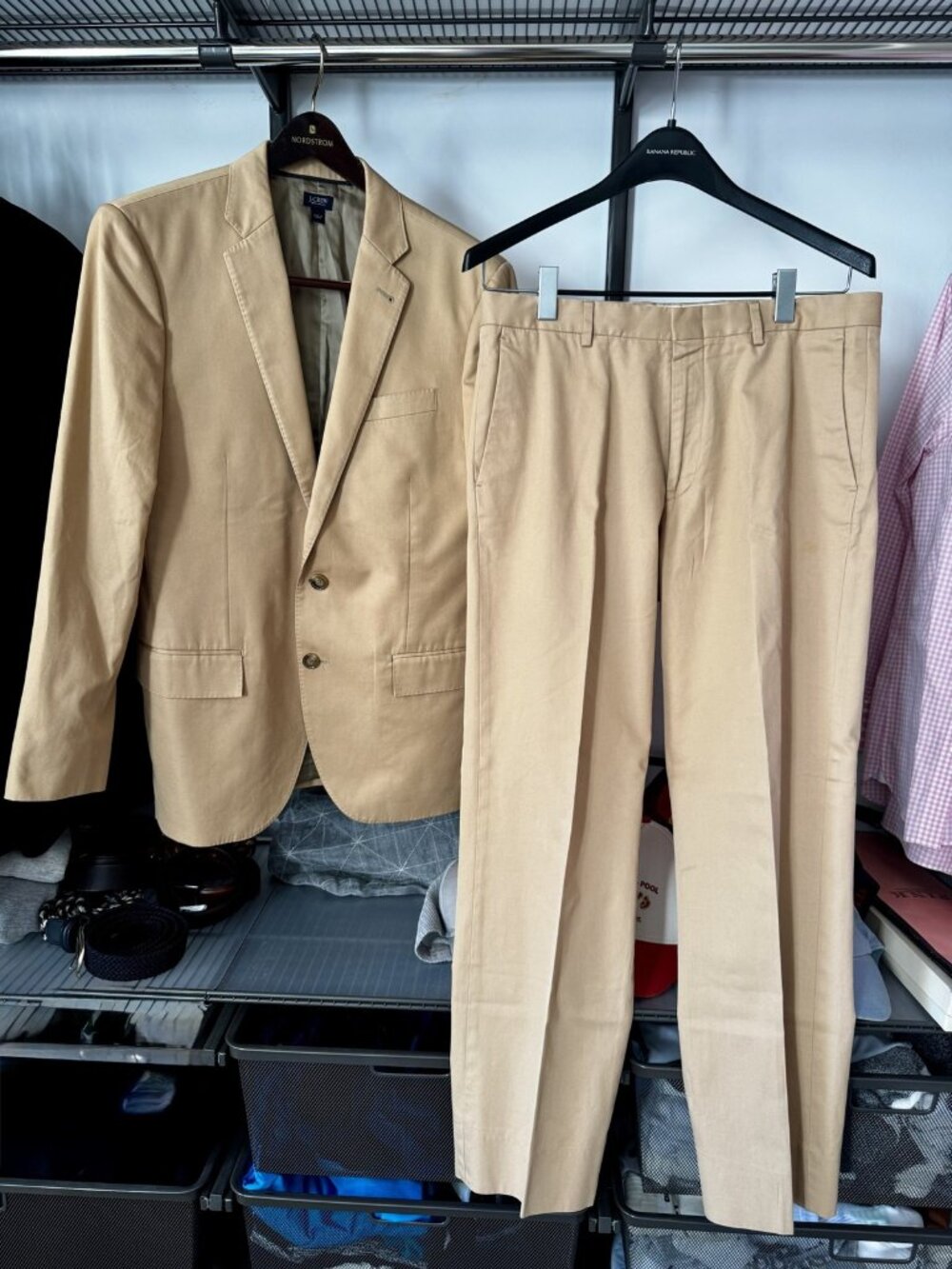 J.Crew Ludlow Slim Khaki Crespi Italian Cotton Suit 38S